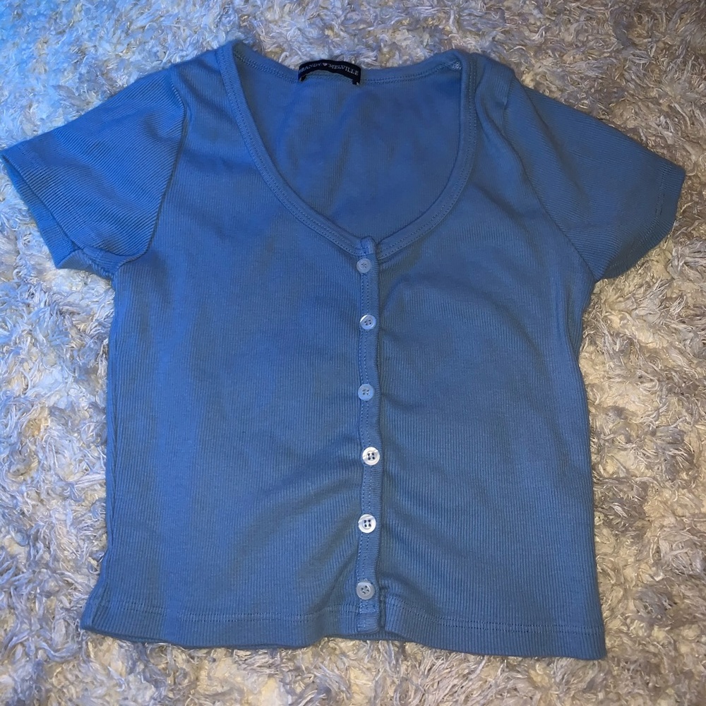 Baby Blue Button Down Crop Top